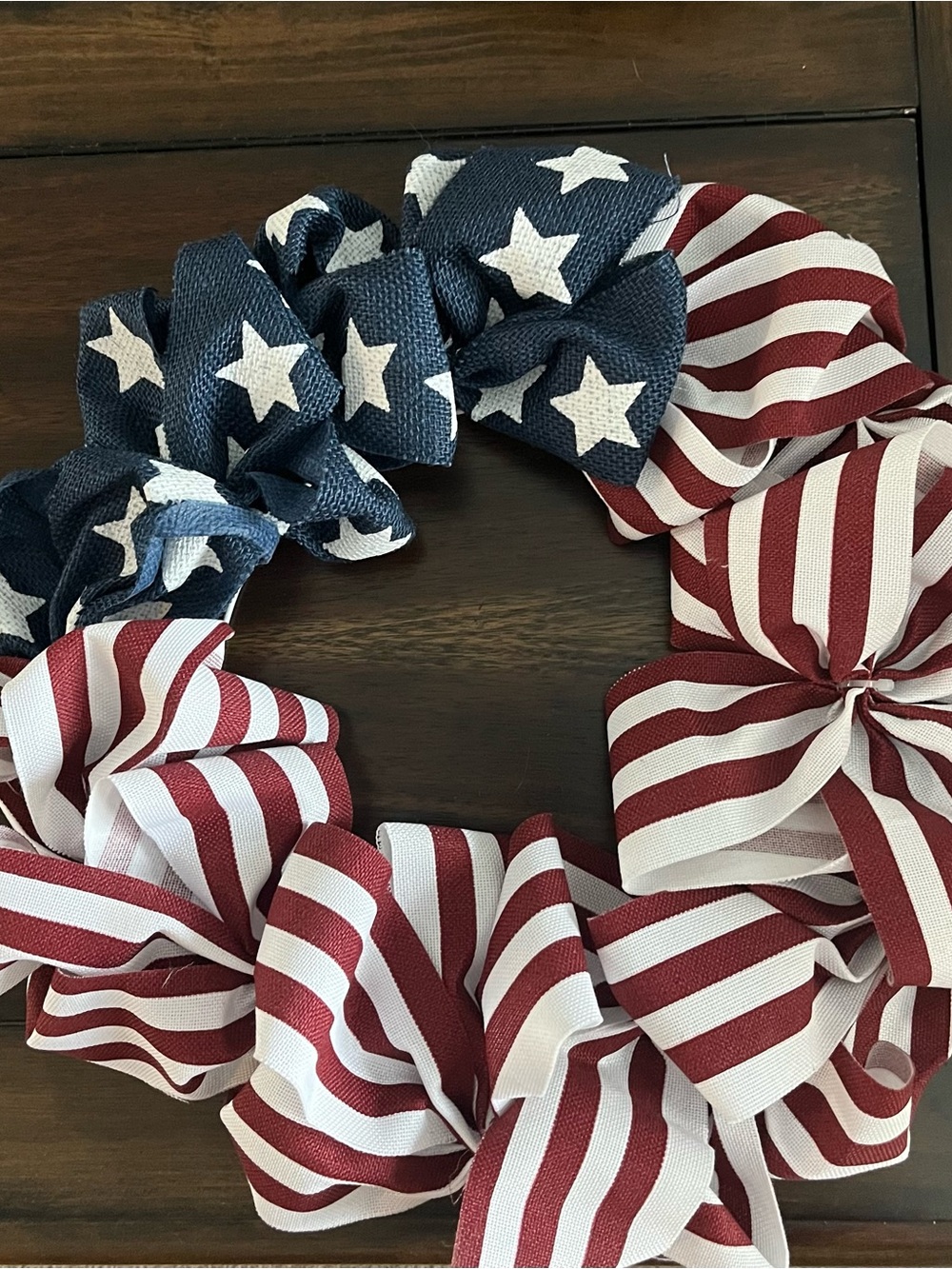 Patriotic Red, White & Blue Star and Stripe Decorative Wreath